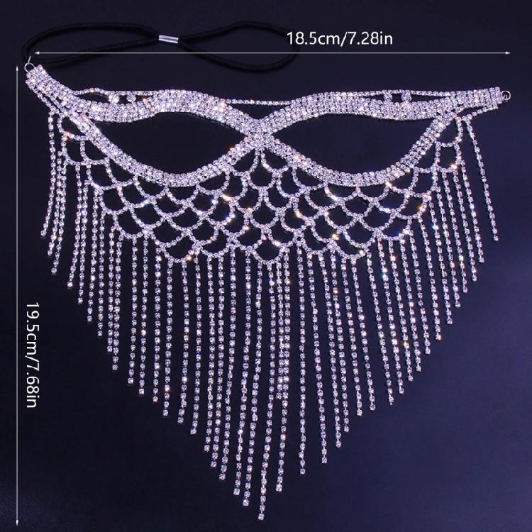 Indian Tassels Veil Mask for Face Women Rhinestones Face Mask Masquerade Dance
