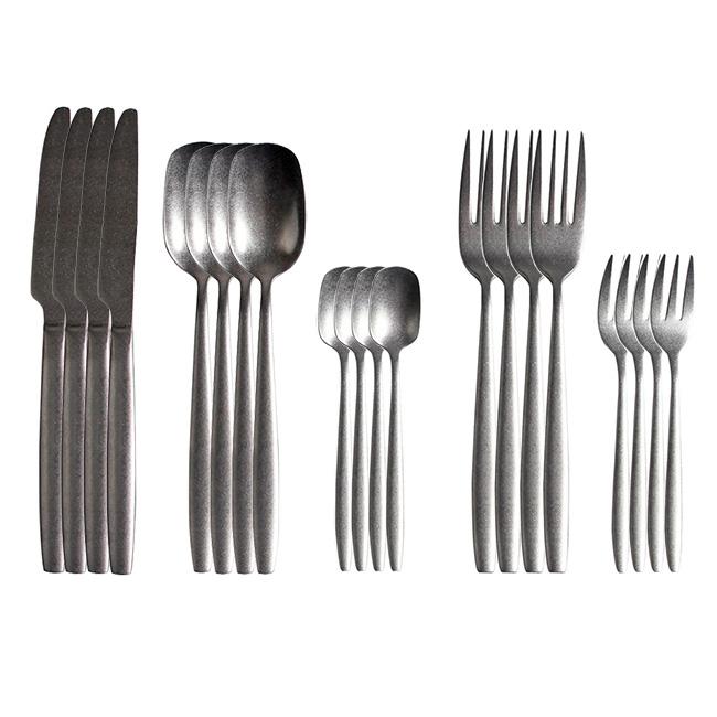 

20Pcs Dinnerware Set Retro Stainless Steel Cutlery Set Matte Silverware Knife Fork Spoon Tableware Flatware Set Dishwasher Safe