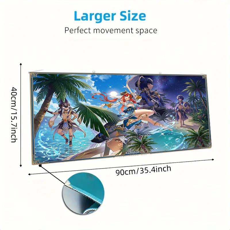 Genshin Impact Poster Farbe Mauspads Großes Gaming-Tischkissen Rutschfestes Laptop-Tablet Großes Mauspads XXL Matte Mini-PC-Spielmatte Mit Verriegeltem Rand