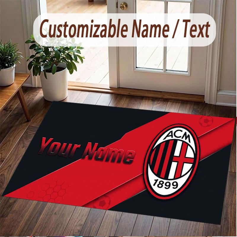 Custom Rug AC Milan Pattern Print Name Text Soft Non‑Slip Floor Carpet for Home Indoor Decoration