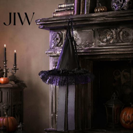 Halloween Witch Hat Decorations Hanging Decor, Spider Web Ribbon Prop Spooky Party Streamers for Party, Dark Wizard Costume Accessory Masquerade