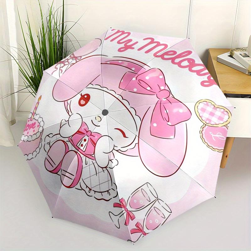 

My Melody,Sanrio Automatic Folding Umbrella Simple 8 Rib Design, Bright Cartoon Pattern, Durable Iron Frame, Suitable For Travel, Outdoor, B