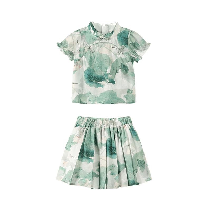 ASK JUNIOR Girls  Chinese Style Summer Skirt Set 100
