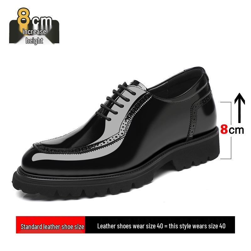 

Men s Cross-border Square Toe Leather Shoes, 8cm Height Boost, Top Layer Cowhide, Business Dress Shoes 43