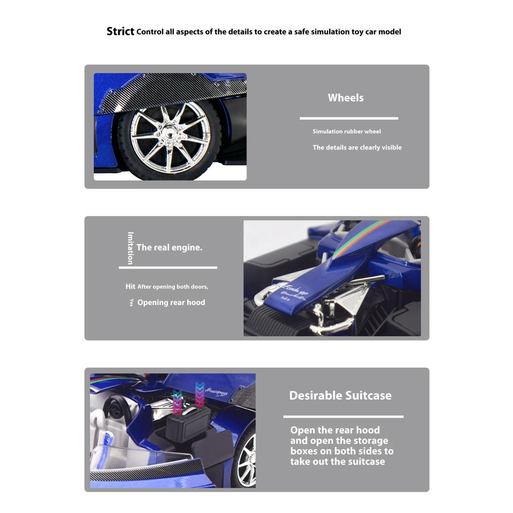 1/24 Scale Zonda HP Alloy Car Model Wind Son Car Model Collection Ornament Simulation Supercar Children Toy Car Boy Gift