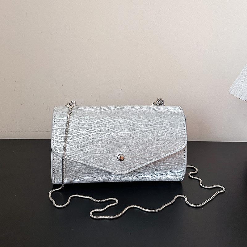 Роскошная женская сумка кроссбоди: Универсальная вечерняя сумочка-клатч на цепочке 2025 серебряный