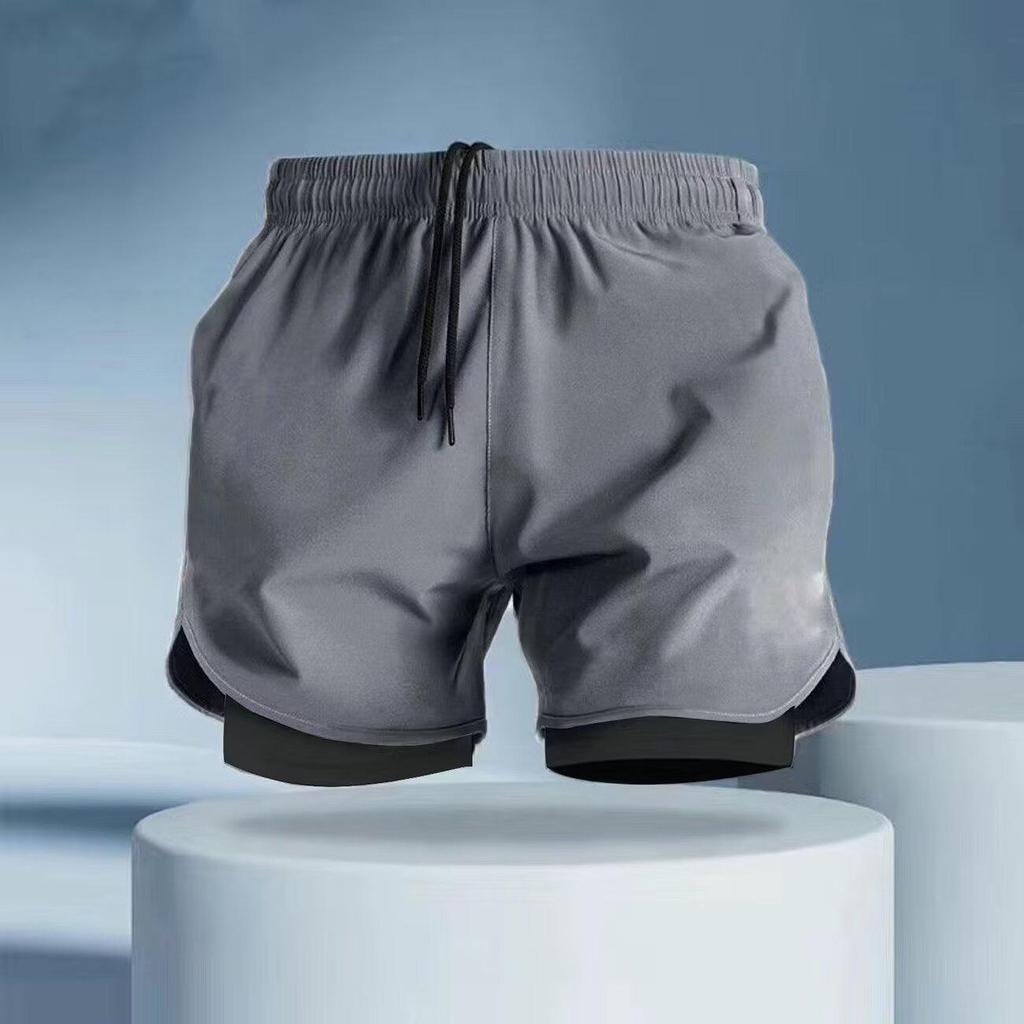 Men's American Style Ice Silk Quick-Dry 3/4 Running Shorts with Inner Lining