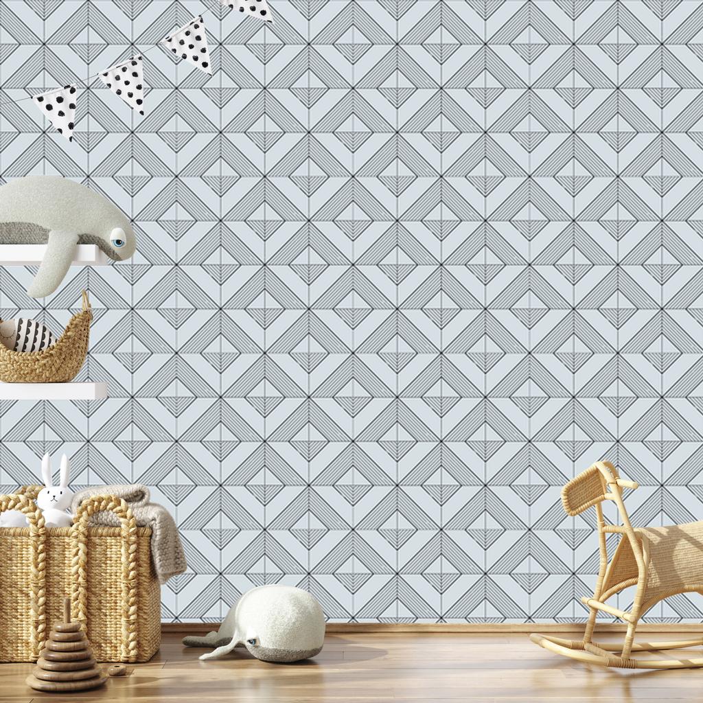 Geometric Diamonds Light Gray Wallpaper for Living Room and Bedroom 50x1000