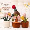 Tulips Roses Peach Blossoms Lotus Flowers Plush Potted Plant Toy For Kids Gift