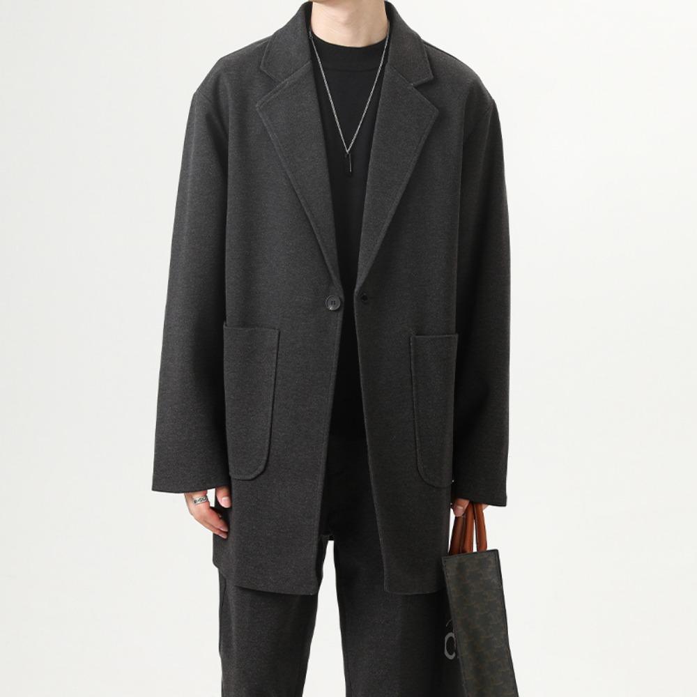 Woolen Coat Medium and Long Trench Coat Youth Suit Loose Men's Coat