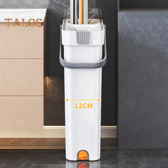 Mop And Bucket with Wringer Set Hands-Free Flat Floor Mop And Bucket with 4 Washable Microfiber Pads for Home Floor Cleaning