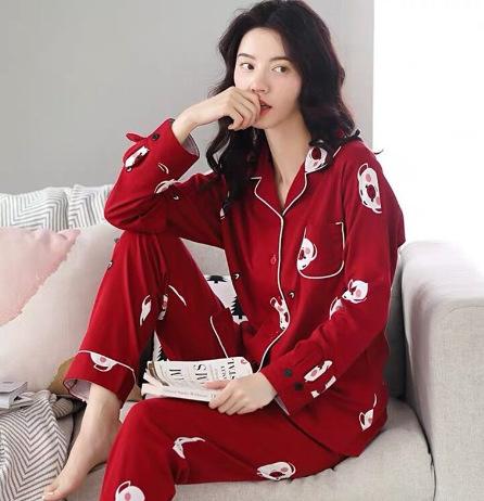 Pajamas women's spring and autumn long-sleeved plus size purple high-end autumn and winter cardigan loungewear