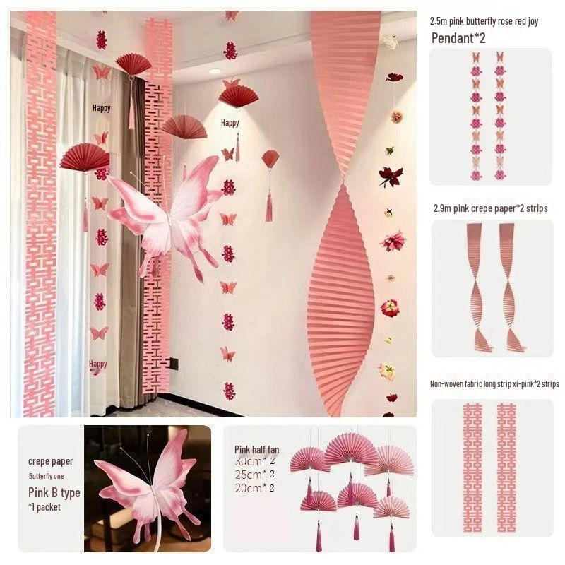 Wedding Room Decoration Set: Butterflies for Bride's Bedroom, Groom's New House, and Living Room Photo Background