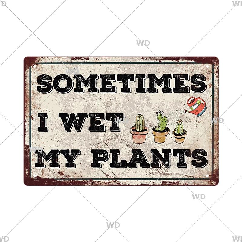 Tin Sign Garden Hoeing Aint Easy Flower Plant Sign Decor Funny Slogans Born with Plants Retro Look Metal Poster FarmhouseSign
