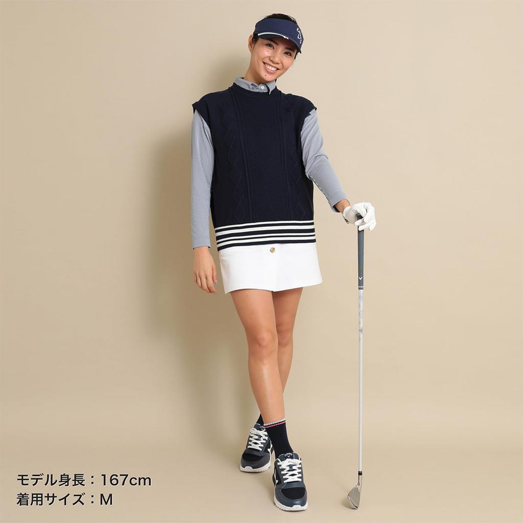 Callaway Women's Crew Neck Knit Vest (Brand Logo, Cable Knit) / Golf / C24119201 1120_Navy S