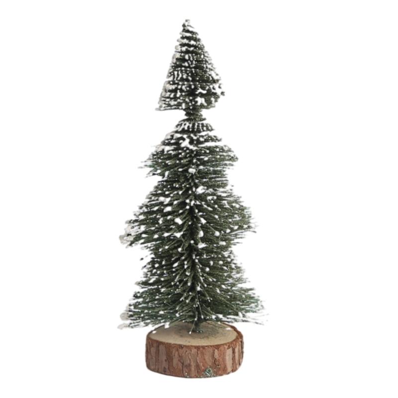 

Realistic Miniature Christmas Tree Wood Base Desktop Christmas Tree Ensembles with Realistic Snowy Appearance 21CM 1 piece