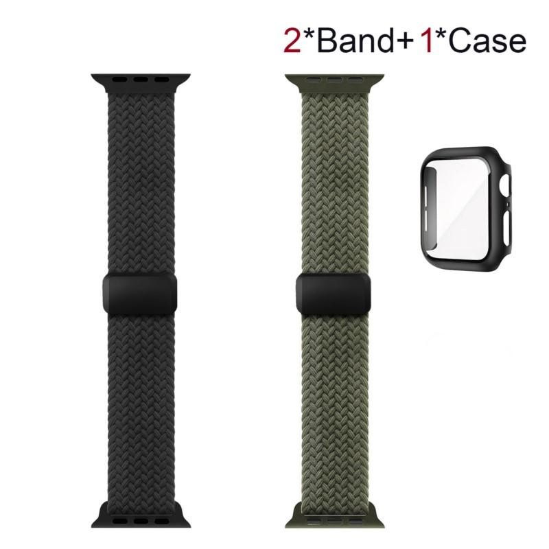 Case+Braided Strap For Apple Watch Bands 40mm 45mm 41mm 44mm 46mm 42mm magnetic correa Bracelet iWatch series se 3 6 7 8 9 10 11
