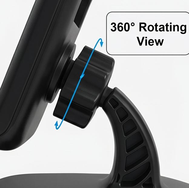 Dashboard Car Phone Holder with HUD Clip-On Design Rotating 360° Navigation Mount Universal Interior Clamp for Vehicles