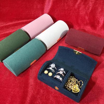 Boîte à bijoux compacte en velours style japonais pour bagues et boucles d'oreilles