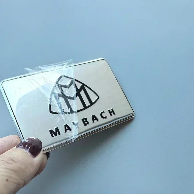 8x5cm Dünner Aluminium-Quadrat-Aufkleber Auto-Emblem für Mercedes Benz Maybach S450 S680 Motorhauben-Plakette Logo Schwarz Silber
