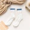 5 Pairs of Female Autumn and Winter Fleece Thick Mid Tube Floor Socks