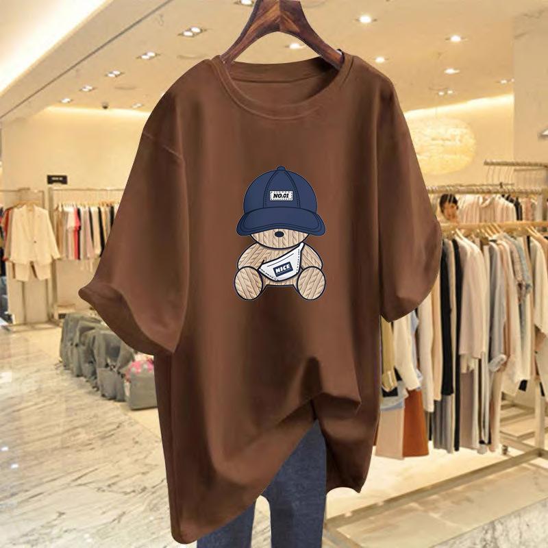 

Long shark pants top white short-sleeved t-shirt women s 2025 new large version t-shirt loose cover butt long t XXXL