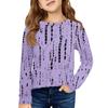 Girls' Long Sleeve Tee - Pleated Round Neck Casual Top