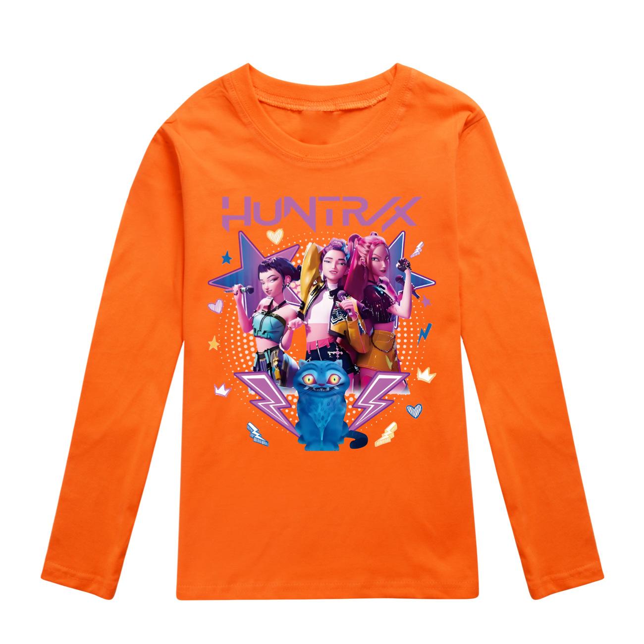 

Kpop Witch Hunting Boys Girls Comfortable Soft Cute Style Printed Cotton Long Sleeve Daily T-shirt 170 помаранчевий
