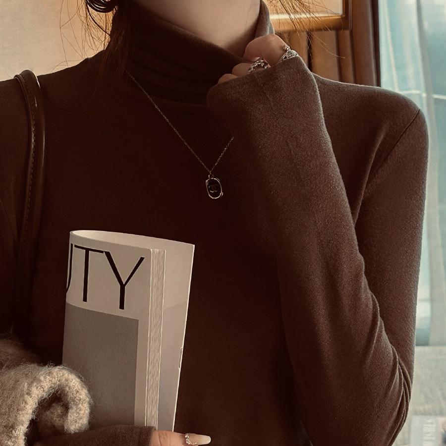 Women's Double-Sided German Velvet Turtleneck - Thick, Fashionable Long-Sleeve Base Layer for Autumn/Winter