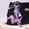 Colgante de Cuerda Tejida Dachshund y Amuleto de Cuero para Teléfono/Bolso