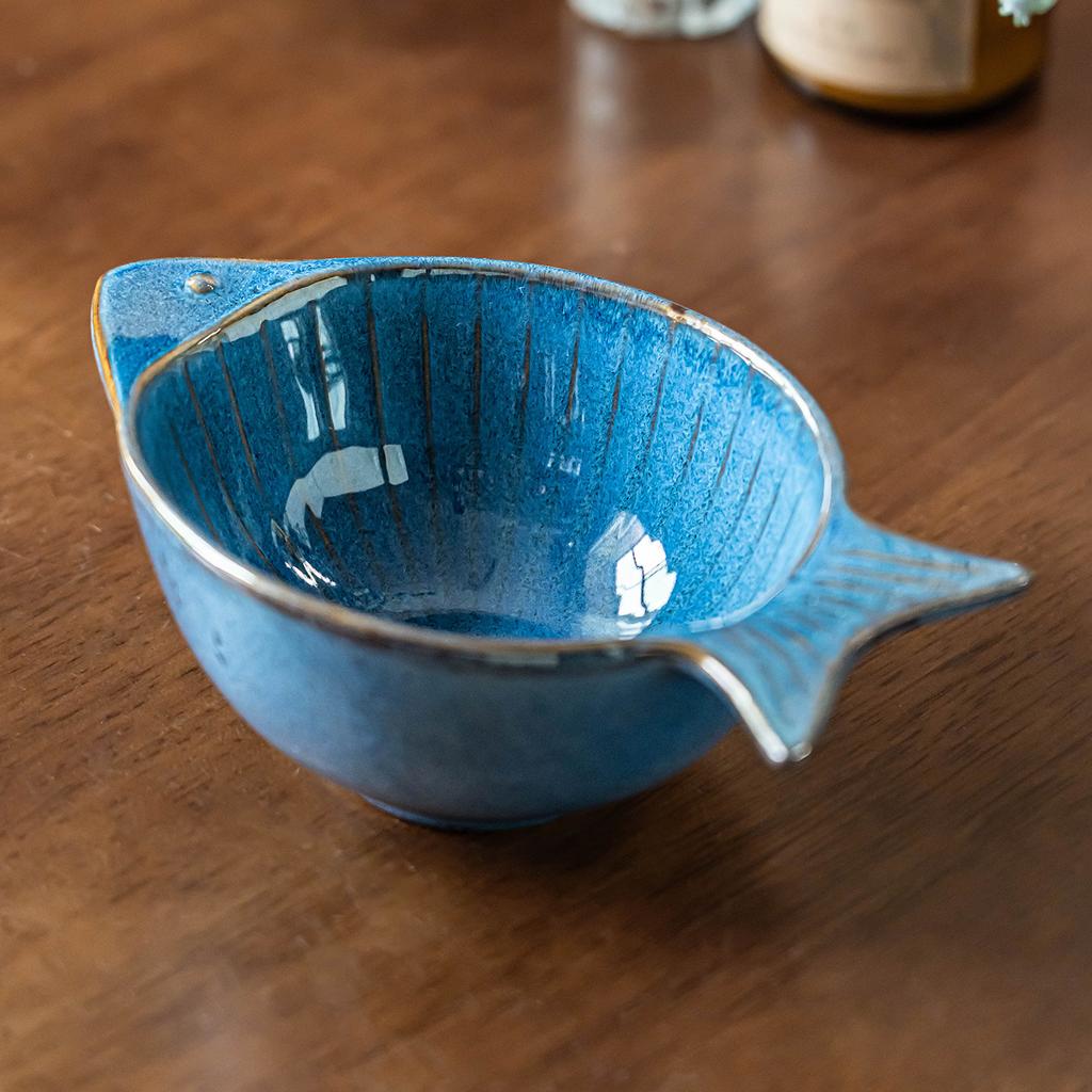 Premium Sense Niche Small Fish Bowl Ceramic Tableware Special-Shaped Bowl Household Rice Bowl Vegetable Bowl Salad Bowl Japanese Noodle Soup Bowl
