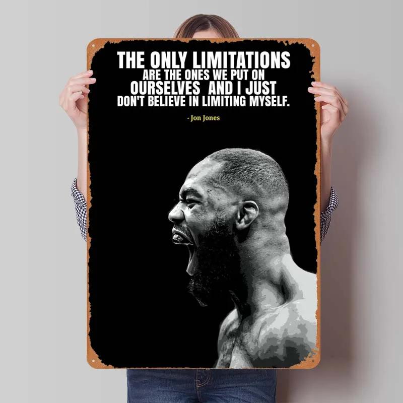 Jon Jones Metallskylt Boxningsposters Spelrumsinredning Man Vintage Plåttskylt Plakett för Väggkonst Dekoration Interiör