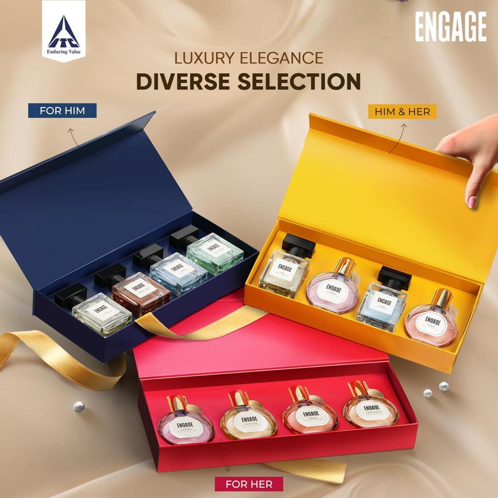 Engage Luxury Perfume Gift Pack for Women,  Travel Sized, Assorted Pack, Ideal Birthday Gift, 100ml (25ml X 4)