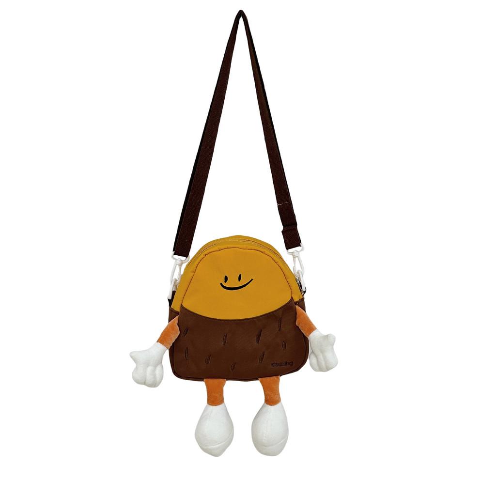 Charming Japanese Style Plush Potato Cartoon Crossbody Bag For Kids With Fun Print