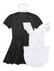 Men Sissy French Maid Outfits Cosplay Costumes Puff Sleeve Button Down Fancy Dress With Apron And Headband
