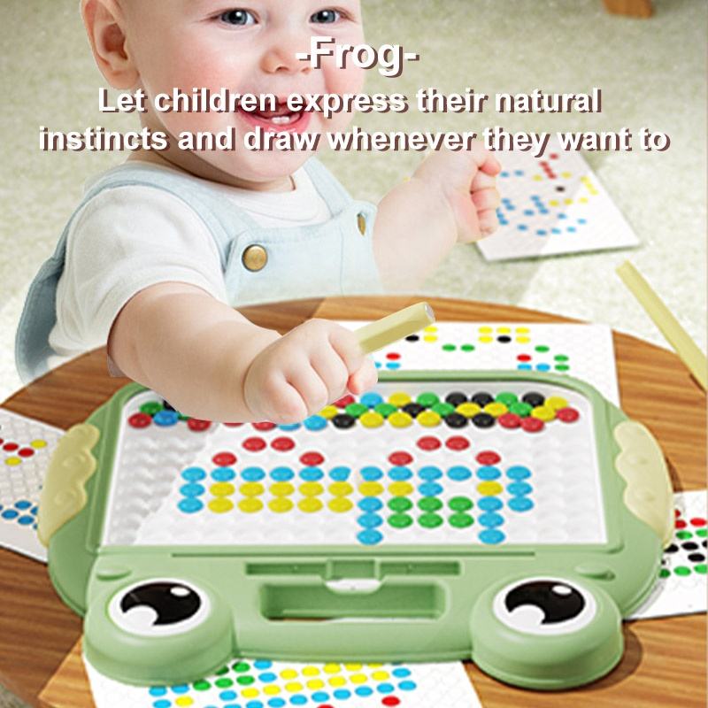 Montessori Dzieci Magnetyczna Tablica do Rysowania Zabawki z Magnetycznymi Kulkami i Pisakiem Słodkie Żabki Duża Tablica do Bazgrania dla Dzieci Zabawka Edukacyjna
