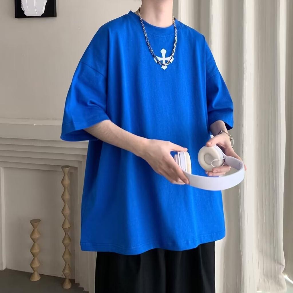 Men'S Trendy Letter Round Neck Printed Short Sleeved T-Shirt For Summer Ins Loose Casual Top