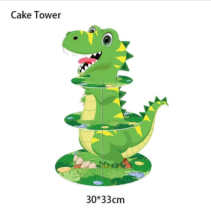 Cartoon Dinosaur Theme Cake Toppers Cute Dino Balloon Decorations Banner Tableware Set Birthday Party Supplies Baby Shower Favor