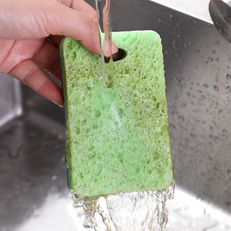 Wood pulp sponge dishwashing sponge wipe block double-sided hanging kitchen cleaning wood pulp cotton scouring cloth absorbent rag