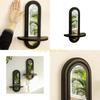 KX4B Wall Mounted Wooden Floating Shelf with Mirror for Candle Tealight Plant Display