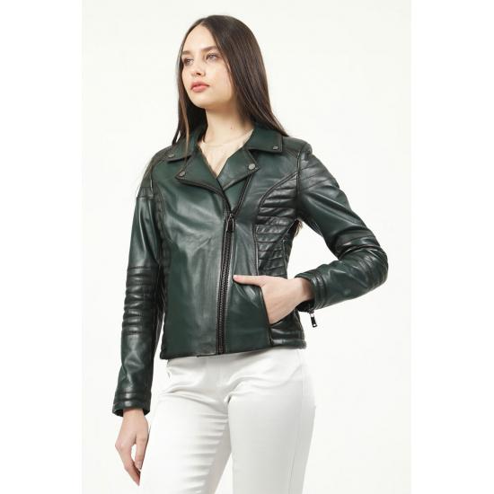 Damenjacke Yb-2164 Damenjacke aus echtem Leder mit Reißverschluss