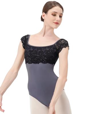 Ballet Adult Short Sleeve Lace Dance 175 [s.lemon] Leotard, Leotard, Cute, Gray,