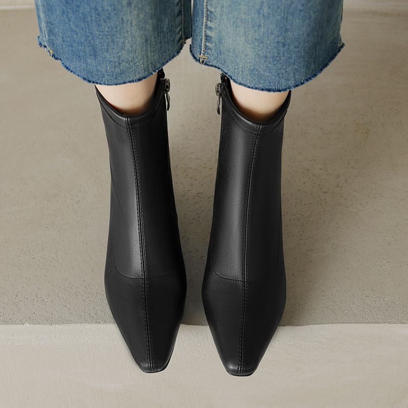 Krazing Pot Mikrovlákno Zimní Střední Podpatky Chelsea Boty Dámské Zip Velikost 43 Street Wear Strečové Kotníkové Boty