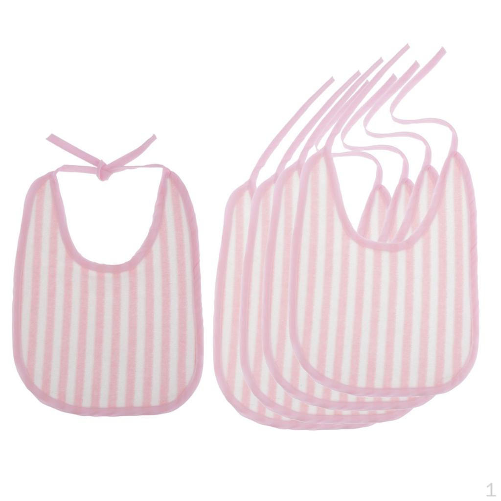 5 Pcs Stripes Junior Bibs, Feeder Bibs for Toddlers / Big Kids, Waterproof, Washable, Stain And Odor