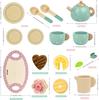 Children's Wooden Tea Service, Kids’ Kitchen Accessories, Toy Tea Set for Tea Party, Wood Kitchen Toys for Role Play, Gift for Little Girls and Boys