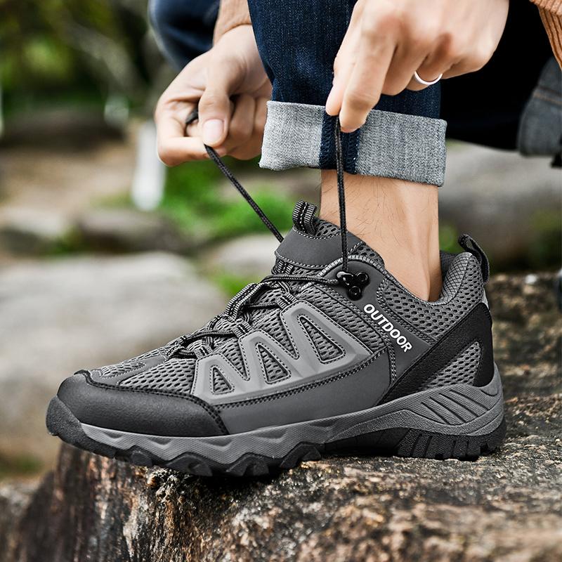 TUINANLE Men's Climbing Shoes Non Slip Mesh Platform Sneakers Male Breathable Lace Up Hiking Shoes