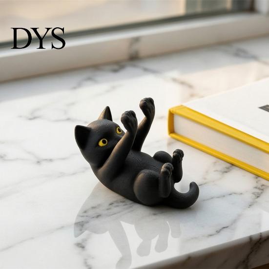 Animal Figure Phone Mount 3D Printed Cat Holder, Lying Kitten Mobile Stand, Cell Holder Figurine for Home Office Desk Decor, Gift Lovers Hands
