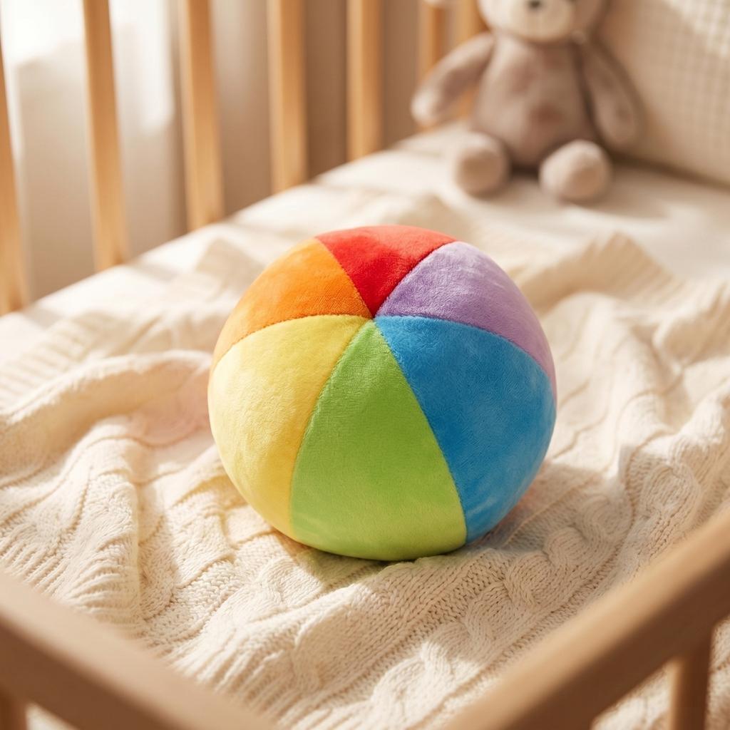 Soft Plush Rattle Ball Baby Handheld Sensory Toy with Bell Inside for Early Development and Hand Eye Coordination