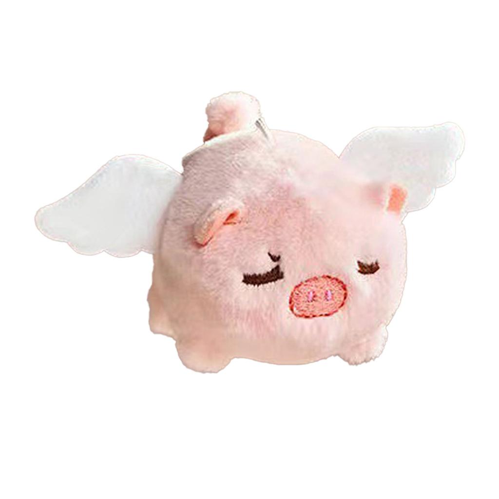 Cute Flying Pig Plush for Kids Shaking Tail Attract Soft PP Cotton Pig Stuffed Toy for Wallets Bags White