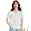 V-Neck Bubble Sleeve Short Sleeve Shirt Women's Summer Gentle Wind Sweet Doll Shirt Top